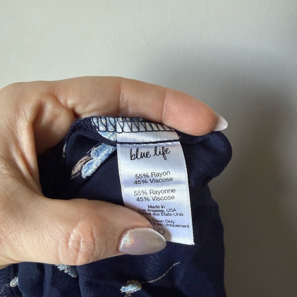 Blue Life Navy Floral Wide Leg Jumpsuit M - Picture 4 of 4